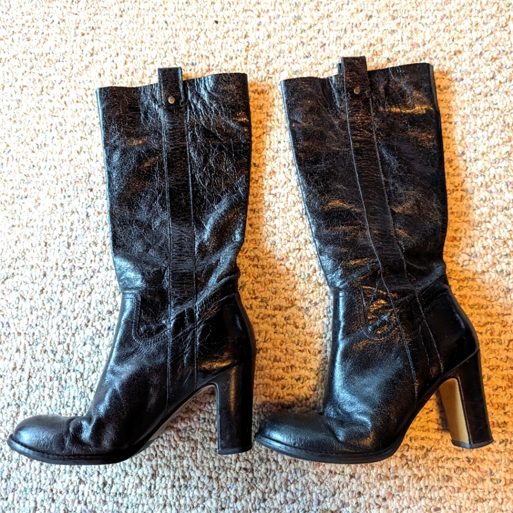 Franco Fortini black leather heeled boots
